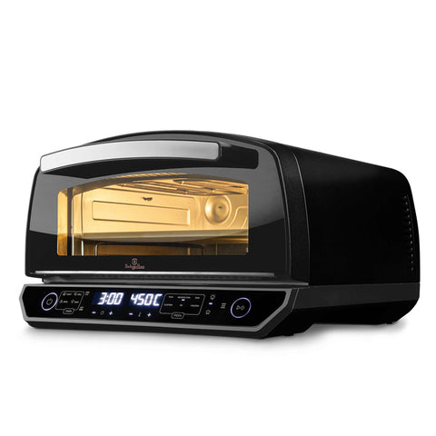Product image of Pizza oven. Part of the Black Rose Collection . Features: • 220-240V, 50/60Hz, 2200 W • Capacity: fits up to a 13 inch pizza • Size: 49,5*45,5*27,6 cm • Weight: 19 kg • 3 accessories: • Grill plate • 13 in.... (Studio view). Official Berlinger Haus product, boosted by Promintra sl.