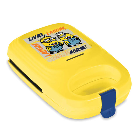 Product image of Waffle maker. Part of the Minions Collection . Features: • Material: aluminium, plastic • Power: 600 W • Voltage: 220-240 V, 50/60Hz • Plate size: 13,1*12 cm • NON-STICK coating • Size: 14,5*25*9 cm • Len.... (Studio view). Official Berlinger Haus product, boosted by Promintra sl.