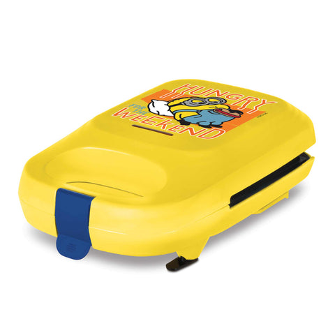 Product image of Sandwich maker. Part of the Minions Collection . Features: • Material: aluminium, plastic • Power: 600 W • Voltage: 220-240 V, 50/60Hz • Plate size: 13,1*12 cm • NON-STICK coating • Size: 14,5*25*9 cm • Len.... (Studio view). Official Berlinger Haus product, boosted by Promintra sl.