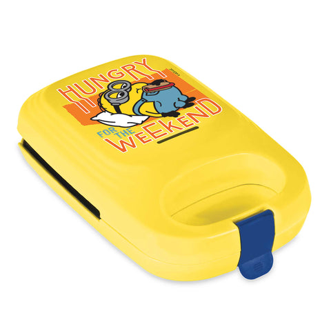 Product image of Sandwich maker. Part of the Minions Collection . Features: • Material: aluminium, plastic • Power: 600 W • Voltage: 220-240 V, 50/60Hz • Plate size: 13,1*12 cm • NON-STICK coating • Size: 14,5*25*9 cm • Len.... (Studio view). Official Berlinger Haus product, boosted by Promintra sl.