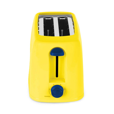 Product image of Toaster. Part of the Minions Collection . Features: • Material: stainless steel with plastic housing • 220-240V 50/60 Hz 650W • Color: yellow- blue. (Studio view). Official Berlinger Haus product, boosted by Promintra sl.