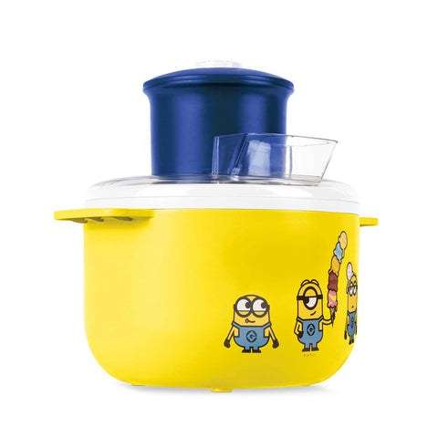 Product image of Ice cream maker. Part of the Minions Collection . Features: • Material: aluminium, plastic • 220-240V 50/60Hz 12W • Capacity: 1,1L • Include: • Aluminium bowl • Stirring paddle • Length of power cord: 70 cm .... (Studio view). Official Berlinger Haus product, boosted by Promintra sl.
