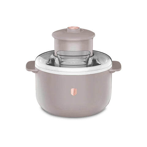 Product image of Ice cream maker. Part of the Taupe Collection . Features: • Material: aluminium, plastic • 220-240V 50/60Hz 12W • Capacity: 1,1L • Include: • Aluminium bowl • Stirring paddle • Size: 22,7*18,6*21.2 cm • Le.... (Studio view). Official Berlinger Haus product, boosted by Promintra sl.