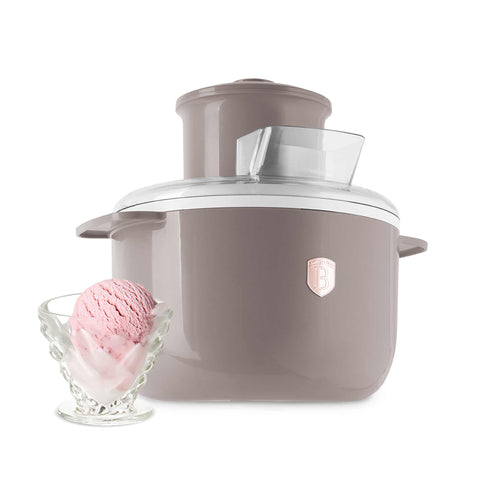 Product image of Ice cream maker. Part of the Taupe Collection . Features: • Material: aluminium, plastic • 220-240V 50/60Hz 12W • Capacity: 1,1L • Include: • Aluminium bowl • Stirring paddle • Size: 22,7*18,6*21.2 cm • Le.... (Studio view). Official Berlinger Haus product, boosted by Promintra sl.