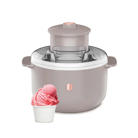 Product image of Ice cream maker. Part of the Taupe Collection . Features: • Material: aluminium, plastic • 220-240V 50/60Hz 12W • Capacity: 1,1L • Include: • Aluminium bowl • Stirring paddle • Size: 22,7*18,6*21.2 cm • Le.... (Studio view). Official Berlinger Haus product, boosted by Promintra sl.