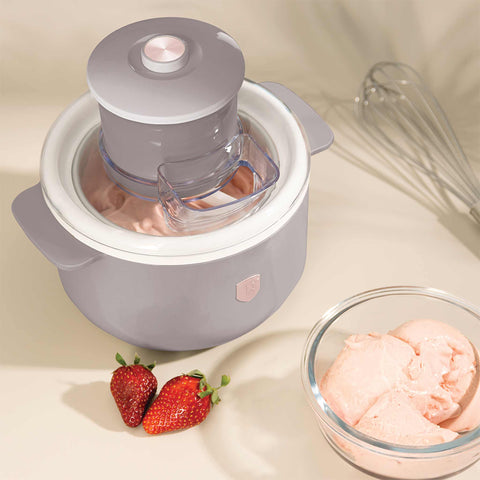 Product image of Ice cream maker. Part of the Taupe Collection . Features: • Material: aluminium, plastic • 220-240V 50/60Hz 12W • Capacity: 1,1L • Include: • Aluminium bowl • Stirring paddle • Size: 22,7*18,6*21.2 cm • Le.... (Studio view). Official Berlinger Haus product, boosted by Promintra sl.