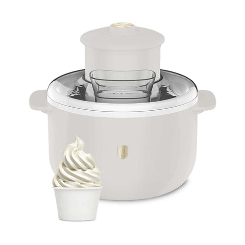 Product image of Ice cream maker. Part of the Sahara Collection . Features: • Material: aluminium, plastic • 220-240V 50/60Hz 12W • Capacity: 1,1L • Include: • Aluminium bowl • Stirring paddle • Size: 22,7*18,6*21.2 cm • Le.... (Studio view). Official Berlinger Haus product, boosted by Promintra sl.
