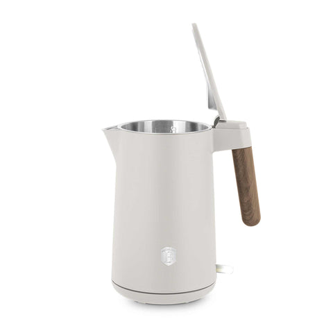 Product image of Double wall kettle. Part of the Sahara Nordic Collection . Features: • Material: stainless steel inside, plastic outside • Capacity: 1,7L • Voltage: 220-240V,50/60Hz • Power: 2200 W • Size: 23*16*25 cm • Length of po.... (Studio view). Official Berlinger Haus product, boosted by Promintra sl.