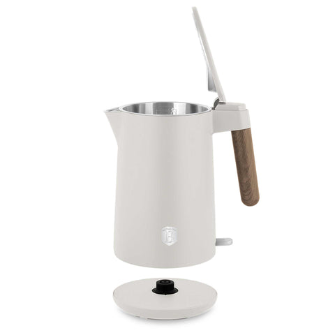 Product image of Double wall kettle. Part of the Sahara Nordic Collection . Features: • Material: stainless steel inside, plastic outside • Capacity: 1,7L • Voltage: 220-240V,50/60Hz • Power: 2200 W • Size: 23*16*25 cm • Length of po.... (Studio view). Official Berlinger Haus product, boosted by Promintra sl.