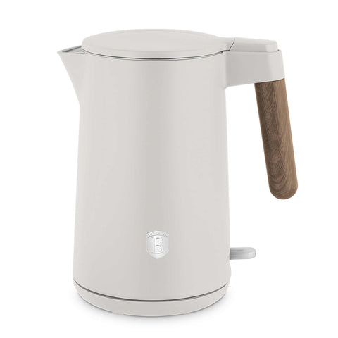 Product image of Double wall kettle. Part of the Sahara Nordic Collection . Features: • Material: stainless steel inside, plastic outside • Capacity: 1,7L • Voltage: 220-240V,50/60Hz • Power: 2200 W • Size: 23*16*25 cm • Length of po.... (Studio view). Official Berlinger Haus product, boosted by Promintra sl.