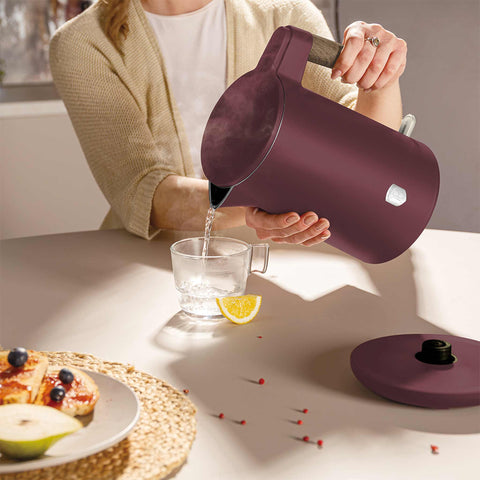 Product image of Double wall kettle. Part of the Leonardo Nordic Collection . Features: • Material: stainless steel inside, plastic outside • Capacity: 1,7L • Voltage: 220-240V, 50/60Hz • Power: 2200 W • Size: 23*16*25 cm • Length of p.... (Studio view). Official Berlinger Haus product, boosted by Promintra sl.