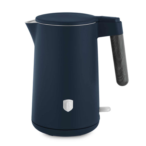 Product image of Double wall kettle. Part of the Deep Sea Collection . Features: • Material: 18/10 stainless steel inside, plastic outside • Capacity: 1,7L • Voltage: 220-240V, 50/60Hz • Power: 2200 W • Size: 23*16*25 cm • Lengt.... (Studio view). Official Berlinger Haus product, boosted by Promintra sl.
