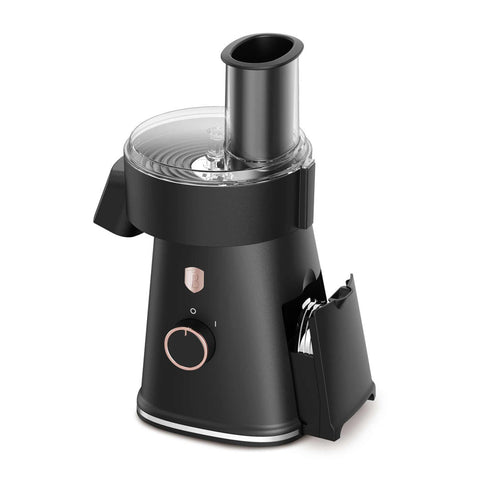 Product image of Electric salad maker. Part of the Black Rose Collection . Features: • Material: stainless steel and plastic • 220-240V, 50/60Hz, 200W • Include: • Thin slicing blade (1,2 mm) • Thick slicing blade (2,4 mm) • Fine sh.... (Studio view). Official Berlinger Haus product, boosted by Promintra sl.
