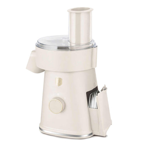 Product image of Electric salad maker. Part of the Sahara Collection . Features: • Material: stainless steel and plastic • 220-240V, 50/60Hz, 200W • Include: • Thin slicing blade (1,2 mm) • Thick slicing blade (2,4 mm) • Fine sh.... (Studio view). Official Berlinger Haus product, boosted by Promintra sl.