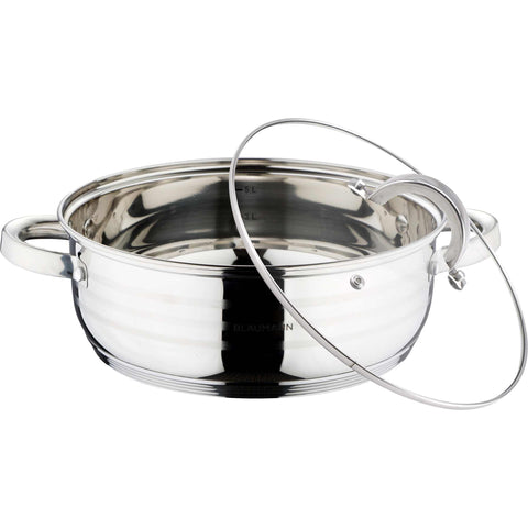 olla baja, olla baja con tapa, olla, utensilios de cocina, cocinar, olla baja de 26 cm, acero inoxidable, BL-1004, BL-1004A