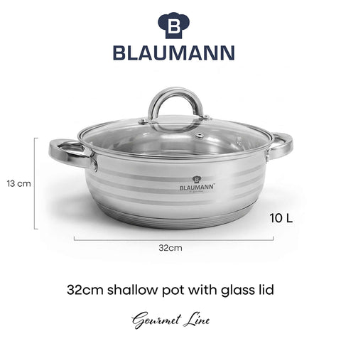 Olla Poco Profunda Con Tapa De 32 Cm