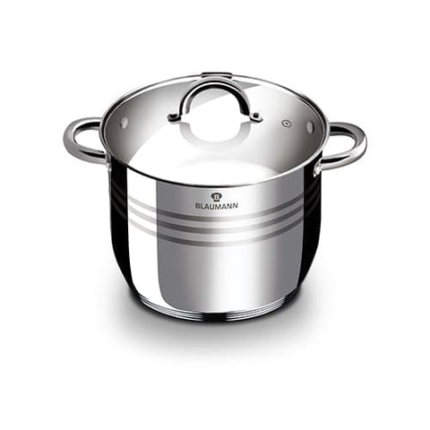 Product image of Stock pot with lid 16cm. Part of the Blaumann/Gourmet Line . Features: • Stock pot with glass lid • Material: stainless steel • Size: Ø16*11,5 cm • Volume: 2,1 l. (Studio view). Official Berlinger Haus product, boosted by Promintra sl.