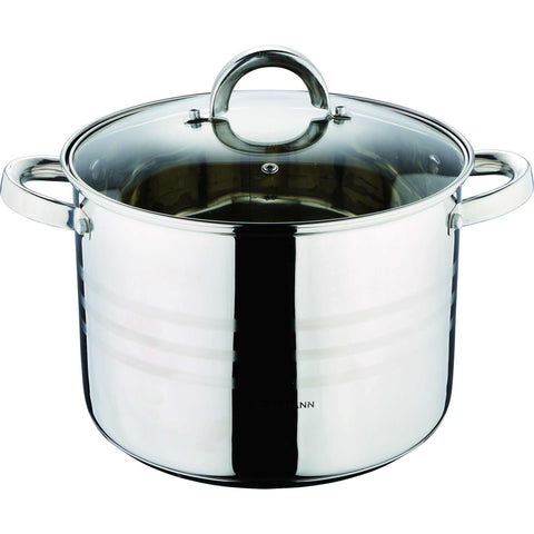 Product image of Stock pot with lid 18cm. Part of the Blaumann/Gourmet Line . Features: • Stock pot with glass lid • Material: stainless steel • Size: 18*13 cm • Volume: 3,2 l. (Studio view). Official Berlinger Haus product, boosted by Promintra sl.