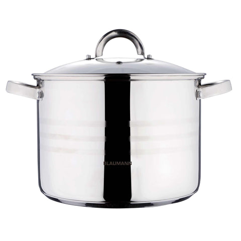 Product image of Stock pot with lid 30cm. Part of the Blaumann/Gourmet Line . Features: • Stock pot with glass lid • Material: stainless steel • Size: 30*23 cm • Volume: 15,5 l. (Studio view). Official Berlinger Haus product, boosted by Promintra sl.