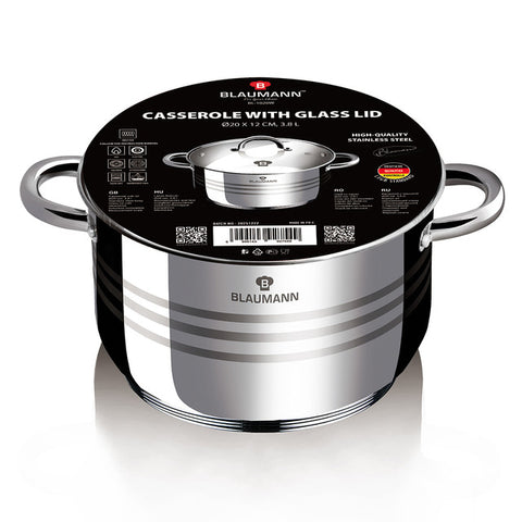  BL-1020W,Cacerola con tapa 20cm,Acero inoxidable,cacerola 20 cm,cacerola,olla,cacerola con tapa,utensilios de cocina,cocinar