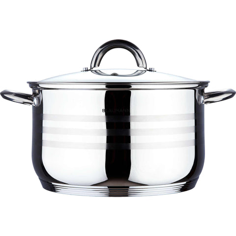 Product image of Casserole with lid 26cm. Part of the Blaumann/Gourmet Line . Features: • Casserole with glass lid • Material: stainless steel • Size: Ø26*15,5 cm • Volume: 7,6 l. (Studio view). Official Berlinger Haus product, boosted by Promintra sl.