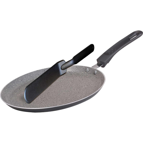 Product image of Pancake pan 24cm. Part of the Blaumann/Pancake pan . Features: • Material: pressed aluminum with marble coating • Size: Ø24 cm • Color: grey. (Studio view). Official Berlinger Haus product, boosted by Promintra sl.