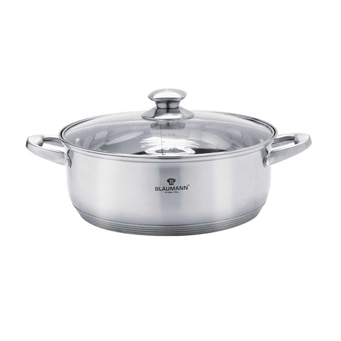  BL-3312, Olla baja con tapa de 28 cm, Acero inoxidable, Olla baja de 28 cm, Olla baja, Olla baja con tapa, Olla, Utensilios de cocina, Cocina, Ollas y cazuelas