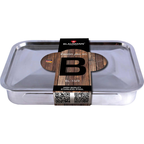  BL-3329, Juego de bandeja para asar con parrilla y tapa, acero inoxidable, asador, utensilios para hornear, bandeja para asar