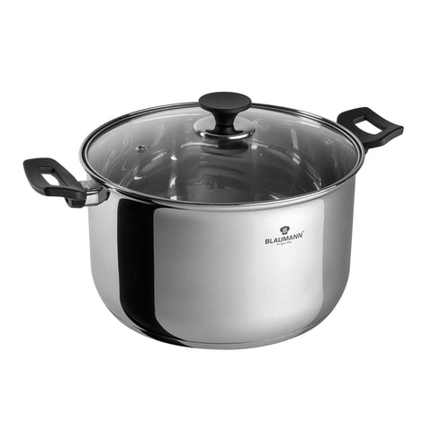 Product image of Casserole with lid 26cm. Part of the Blaumann/Gourmet Line . Features: • Casserole with glass lid, pp knob and handles • Material: stainless steel • Size: Ø26*15,5 cm • Volume: 7,6 l. (Studio view). Official Berlinger Haus product, boosted by Promintra sl.