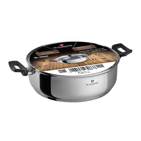  BL-3860, Olla baja con tapa de 30 cm, Acero inoxidable, Olla baja de 30 cm, Olla baja, Olla baja con tapa, Olla, Utensilios de cocina, Cocina, Ollas y cazuelas