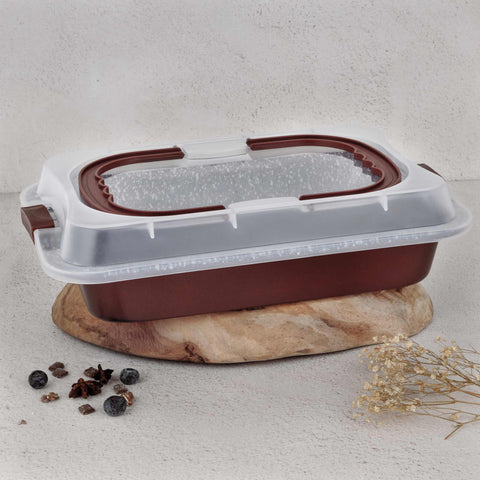 Asador Oblongo Con Tapa, Imagen lifestyle