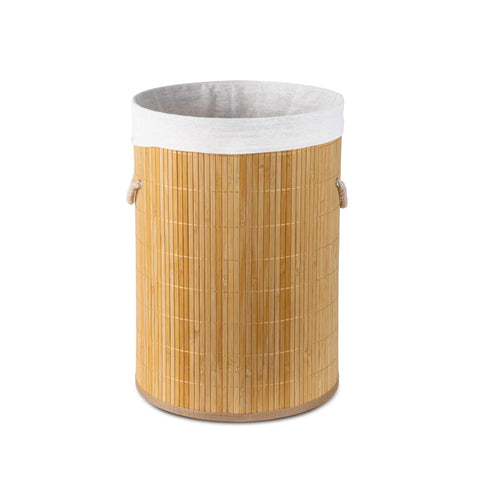 Product image of Round bamboo basket. Part of the Blaumann/Accessories . Features: • Material: bamboo with polycotton liner • Capacity: 48 L • Size: 35*50 cm. (Studio view). Official Berlinger Haus product, boosted by Promintra sl.