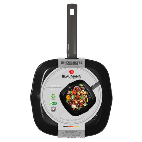  BL-3973,BH/8127,Sartén grill 28cm,Antracita mate,Sartén grill 28 cm con tapa,sartén,sartén,sartén grill,sartén grill con tapa,utensilios de cocina,cocinar,Sartenes