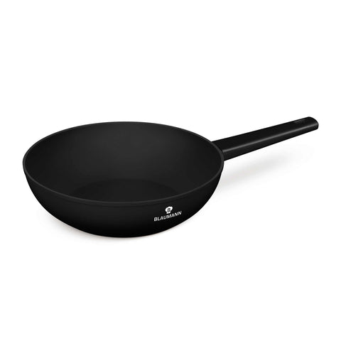 Batería de cocina, BL-3998, Black Silver Collection, Blaumann, cocina, Colección Black Silver, cookwareset, frypan, juego de utensilios de cocina, negro mate, Pans, sartén, wok, wok 28 cm, Wok 28cm