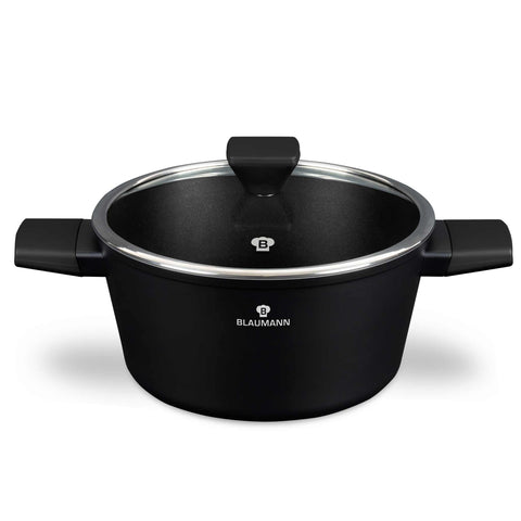  BL-4001, Cacerola con tapa 24cm, Negro mate, Cacerola 24 cm, Cacerola, Olla, Cacerola con tapa, Batería de cocina, Cocina, Ollas y cazuelas