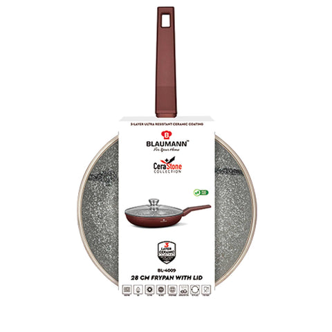 BL-4009, Sartén con tapa 28cm, bronce, sartén 28 cm con tapa, sartén, batería de cocina, cocina, Colección Blaumann/Cera Stone, sartén,Pans,Frying Pan