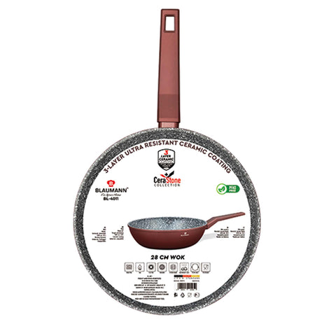 BL-4011, BL-4074, Wok 28cm, bronce, wok de 28 cm, wok, batería de cocina, cocina, Colección Blaumann/Cera Stone, wok,Pans,Wok