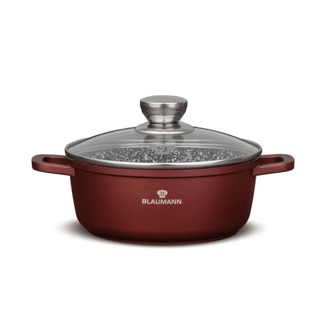 Product image of Casserole with lid 20cm. Part of the Blaumann/Cera Stone Collection . Features: • Material: cast aluminum • Casserole with lid Ø20*8,5 cm 2,3L • Color: bronze. (Studio view). Official Berlinger Haus product, boosted by Promintra sl.