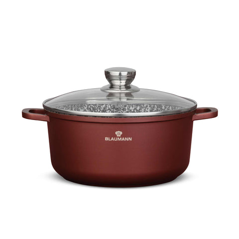 Product image of Casserole with lid 24cm. Part of the Blaumann/Cera Stone Collection . Features: • Material: cast aluminum • Casserole with lid Ø24*11,5 cm 4,5L • Color: bronze. (Studio view). Official Berlinger Haus product, boosted by Promintra sl.
