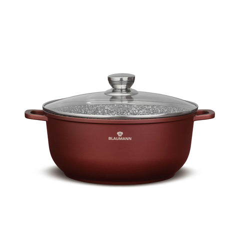 Product image of Casserole with lid 28cm. Part of the Blaumann/Cera Stone Collection . Features: • Material: cast aluminum • Casserole with lid Ø28*12,5 cm 6,5L • Color: bronze. (Studio view). Official Berlinger Haus product, boosted by Promintra sl.