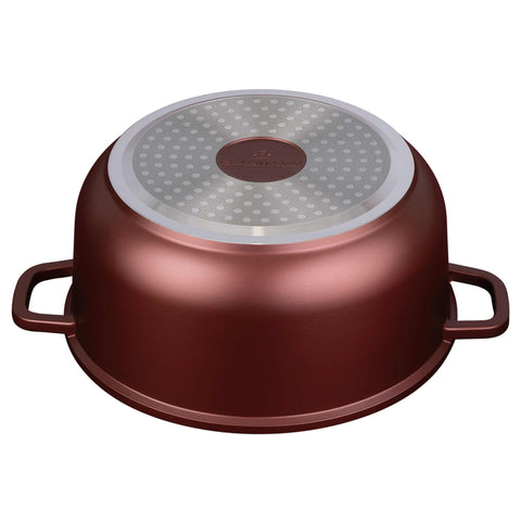 Product image of Casserole with lid 28cm. Part of the Blaumann/Cera Stone Collection . Features: • Material: cast aluminum • Casserole with lid Ø28*12,5 cm 6,5L • Color: bronze. (Studio view). Official Berlinger Haus product, boosted by Promintra sl.