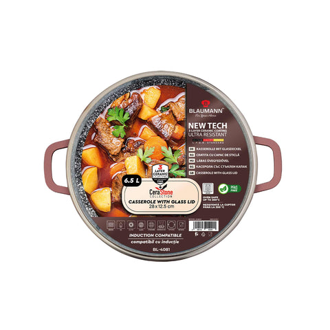  BL-4081, Cacerola con tapa 28cm, Bronce, Cacerola 28 cm, Cacerola, Olla, Cacerola con tapa, Batería de cocina, Cocina, Ollas y cazuelas