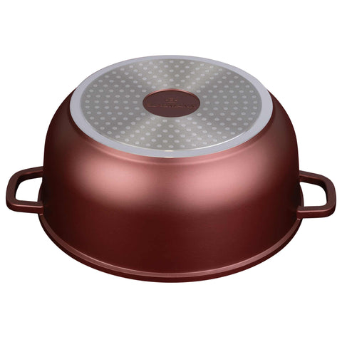 Product image of Casserole with lid 30cm. Part of the Blaumann/Cera Stone Collection . Features: • Material: cast aluminum • Casserole with lid Ø30*13,5 cm 7,9L • Color: bronze. (Studio view). Official Berlinger Haus product, boosted by Promintra sl.