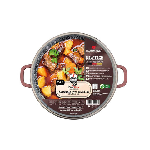  BL-4082, Cacerola con tapa 30cm, Bronce, Cacerola 30 cm, Cacerola, Olla, Cacerola con tapa, Batería de cocina, Cocina, Ollas y cazuelas