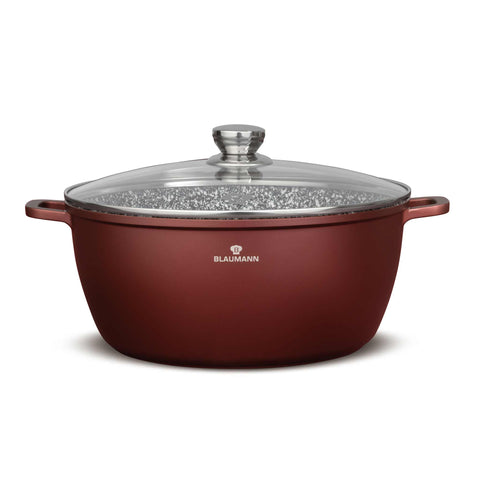Product image of Casserole with lid 32cm. Part of the Blaumann/Cera Stone Collection . Features: • Material: cast aluminum • Casserole with lid Ø32*14,5 cm 9,9L • Color: bronze. (Studio view). Official Berlinger Haus product, boosted by Promintra sl.