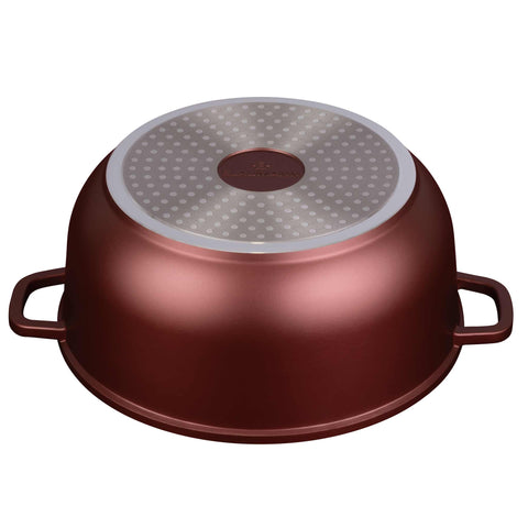 Product image of Casserole with lid 36cm. Part of the Blaumann/Cera Stone Collection . Features: • Material: cast aluminum • Casserole with lid Ø36*16 cm 13,5L • Color: bronze. (Studio view). Official Berlinger Haus product, boosted by Promintra sl.