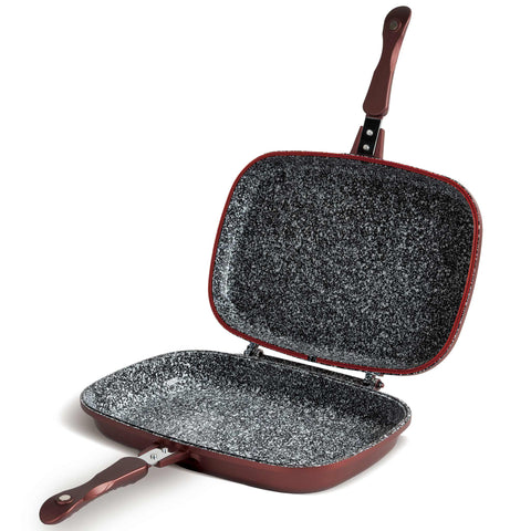  BL-4096, Sartén doble 36cm, Bronce, Sartén doble grill, Sartén, Sartén, Parrilla, Doble, Utensilios de cocina, Cocina, Sartenes, Sartén doble