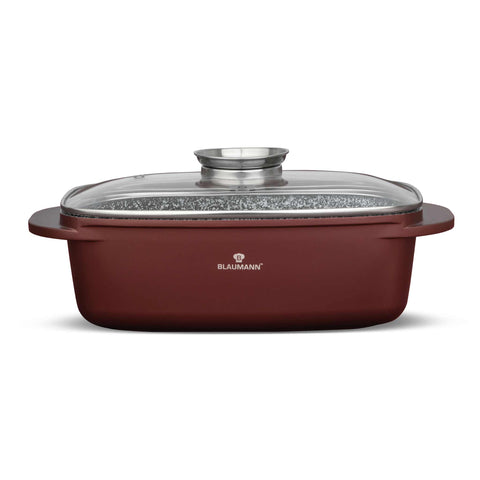 BL-4097, Asador con tapa de vidrio y perilla de aroma, Bronce, Asador con tapa de vidrio, Asador, Perilla de aroma, Utensilios para hornear, Horneado, Bandeja para asar