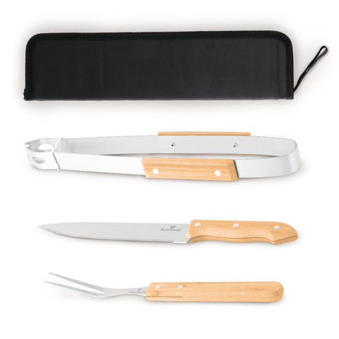  BL-4118, juego de 4 herramientas para barbacoa, acero inoxidable, para exteriores, juego de accesorios para parrilla, en estuche, 4 piezas