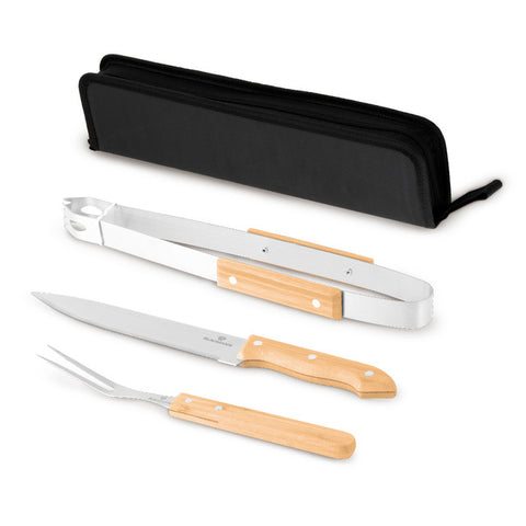  BL-4118, juego de 4 herramientas para barbacoa, acero inoxidable, para exteriores, juego de accesorios para parrilla, en estuche, 4 piezas